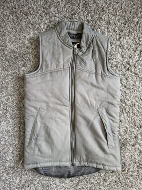 Tentree Women’s XS Gray Quilted Insulated Full Zip Outdoor Vest Gorpcore Tan